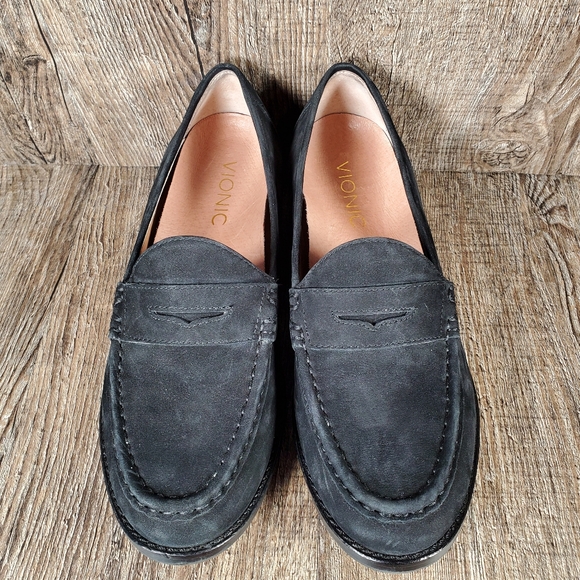 Vionic Waverly Women's Size 6 Black Suede Leather Penny Loafers Shoes - Picture 10 of 12